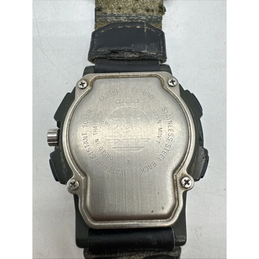 Casio Forester FT-610 Watch Men Green Analog Digital Alarm Daydate Round